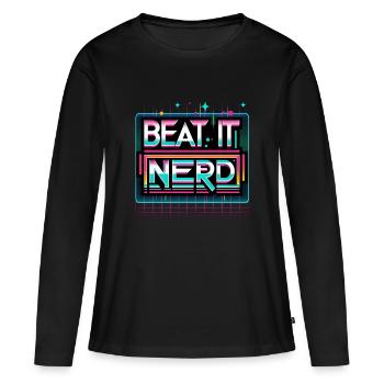 Battez-le Nerd 15 - T-shirt manches longues Premium bio Femme - noir - Devant - Julia (174cm)