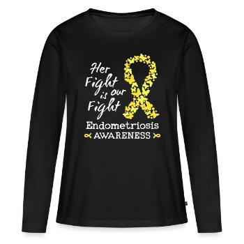 Ihr Kampf ist unser Kampf gegen Endometriose - Frauen Premium Bio Langarmshirt - Schwarz - Vorne - Julia (174cm)