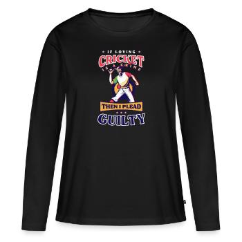 Joueur de cricket aimant le crime de cricket coupable - T-shirt manches longues Premium bio Femme - noir - Devant - Julia (174cm)