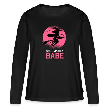 Broomstick Babe Ladies Witch - Women's Premium Organic Long Sleeve Shirt - black - Front - Julia (174cm)