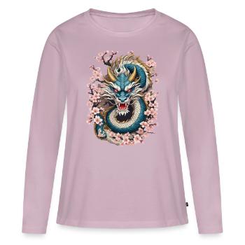 Japanischer Drache Design Aesthetic Streetwear - Frauen Premium Bio Langarmshirt - Altrosa - Vorne - Julia (174cm)