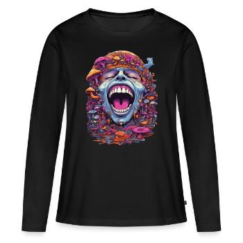 Art psychédélique champignons forestiers musique Festival Design - T-shirt manches longues Premium bio Femme - noir - Devant - Julia (174cm)