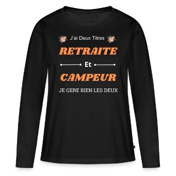 Ich habe zwei Titel - Frauen Premium Bio Langarmshirt - Schwarz - Vorne - Julia (174cm)
