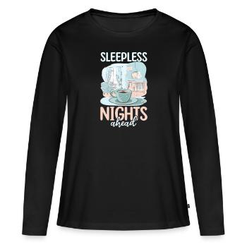 Schlaflose Nächte für den zukünftigen Vater - Frauen Premium Bio Langarmshirt - Schwarz - Vorne - Julia (174cm)