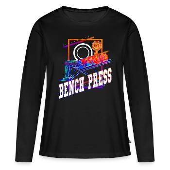 Développé couché Haltérophilie Musculation Fitness Fort - T-shirt manches longues Premium bio Femme - noir - Devant - Julia (174cm)