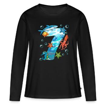 7th Birthday Sea Creatures - Women's Premium Organic Long Sleeve Shirt - black - Front - Julia (174cm)