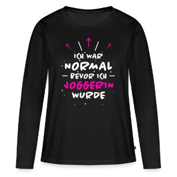 Joggerin Spruch Laufen Joggen Joggerin Geschenk - Frauen Premium Bio Langarmshirt - Schwarz - Vorne - Julia (174cm)