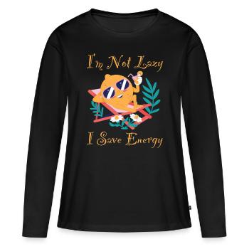 Je Ne Suis Pas Paresseux J’économise de l’énergie Citron Paresseux Drôle - T-shirt manches longues Premium bio Femme - noir - Devant - Julia (174cm)