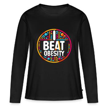 J’ai vaincu l’obésité 12 - T-shirt manches longues Premium bio Femme - noir - Devant - Julia (174cm)