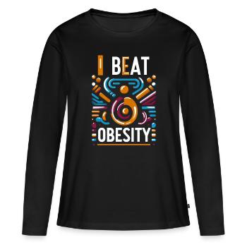 J’ai vaincu l’obésité 15 - T-shirt manches longues Premium bio Femme - noir - Devant - Julia (174cm)