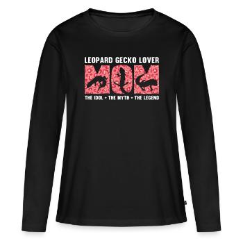 Léopard Gecko Amant Maman L’Idole L’Amant Gecko - T-shirt manches longues Premium bio Femme - noir - Devant - Julia (174cm)