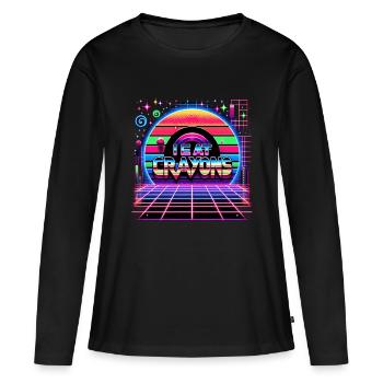 Je mange des crayons de couleur 21 - T-shirt manches longues Premium bio Femme - noir - Devant - Julia (174cm)