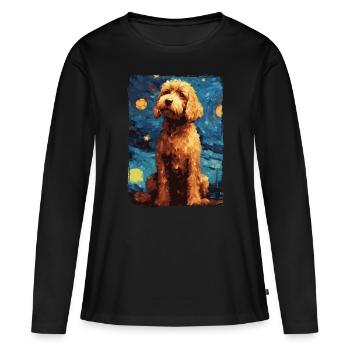Lagotto Romagnolo Starry Night - Frauen Premium Bio Langarmshirt - Schwarz - Vorne - Julia (174cm)