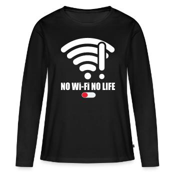 Pas de Wifi-Pas de vie Wifi Wifi Dire Signal Internet - T-shirt manches longues Premium bio Femme - noir - Devant - Julia (174cm)
