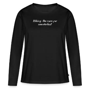 Wandern - Hiking: the cure for wanderlust - Women's Premium Organic Long Sleeve Shirt - black - Front - Julia (174cm)