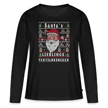 Noël moche LE FAVORI DU PÈRE NOËL Nettoyant textile - T-shirt manches longues Premium bio Femme - noir - Devant - Julia (174cm)