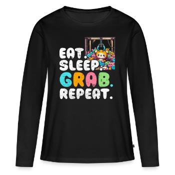 Gripper Kraller Gripper Eat Sleep Grab Repeat - T-shirt manches longues Premium bio Femme - noir - Devant - Julia (174cm)