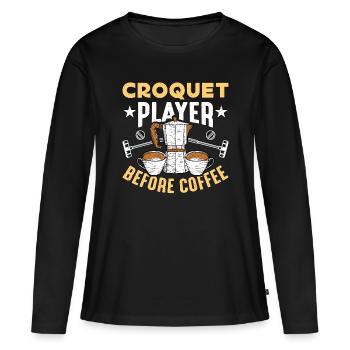 Joueur de croquet avant le maillet de café amateur de café - T-shirt manches longues Premium bio Femme - noir - Devant - Julia (174cm)