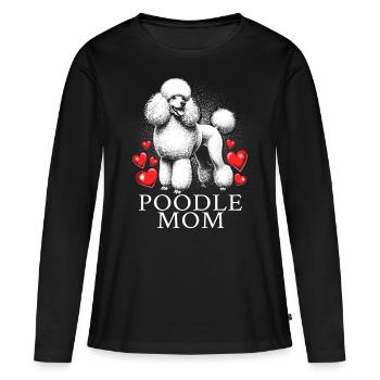 Maman caniche - T-shirt manches longues Premium bio Femme - noir - Devant - Julia (174cm)