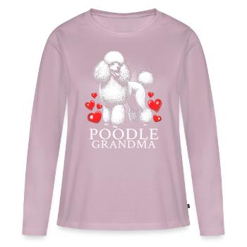 Grand-mère caniche - T-shirt manches longues Premium bio Femme - rose poudré - Devant - Julia (174cm)