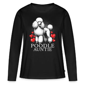 Poodle Auntie - Frauen Premium Bio Langarmshirt - Schwarz - Vorne - Julia (174cm)
