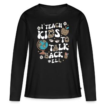Professeur d’anglais Professeur d’anglais - T-shirt manches longues Premium bio Femme - noir - Devant - Julia (174cm)