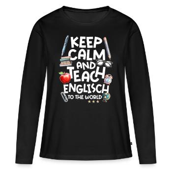 Professeur d’anglais Professeur d’anglais - T-shirt manches longues Premium bio Femme - noir - Devant - Julia (174cm)