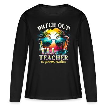 Professeur d’anglais Professeur d’anglais - T-shirt manches longues Premium bio Femme - noir - Devant - Julia (174cm)
