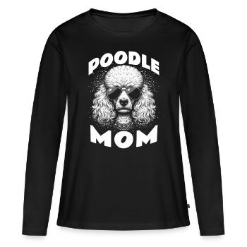 Maman caniche - T-shirt manches longues Premium bio Femme - noir - Devant - Julia (174cm)