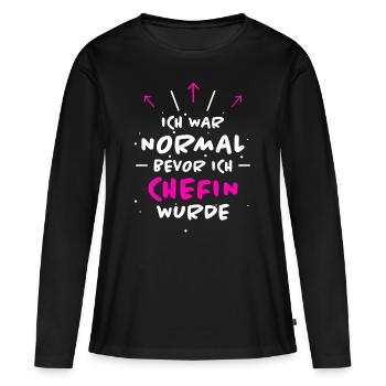 Chefin Spruch Familie Beruf Lustig Chefin Geschenk - Frauen Premium Bio Langarmshirt - Schwarz - Vorne - Julia (174cm)