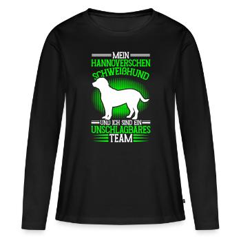 Le Sweathound hanovrien est imbattable - T-shirt manches longues Premium bio Femme - noir - Devant - Julia (174cm)
