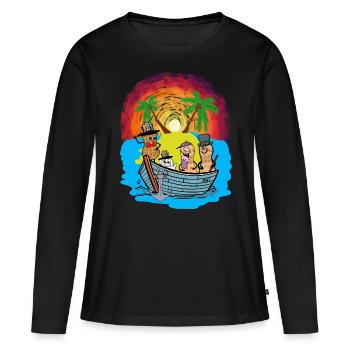 Expédition dans les mers du Sud, Voyage, Aventure, Cacahuètes, Ahoy - T-shirt manches longues Premium bio Femme - noir - Devant - Julia (174cm)