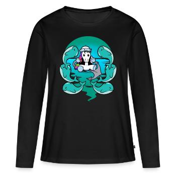Baleine, Licorne, Marin, Marin Maritime, Marin - T-shirt manches longues Premium bio Femme - noir - Devant - Julia (174cm)