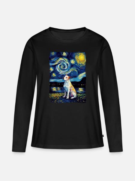 Pitbull Starry Night - Frauen Premium Bio Langarmshirt - Schwarz