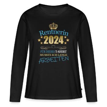 Endlich Rentnerin 2024 lustige Geschenkideen - Frauen Premium Bio Langarmshirt - Schwarz - Vorne - Julia (174cm)
