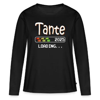 Werdende Tante 2025 loading ich werde Tante - Frauen Premium Bio Langarmshirt - Schwarz - Vorne - Julia (174cm)