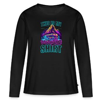 Sommerurlaub Das ist Urlaubsoutfit - Frauen Premium Bio Langarmshirt - Schwarz - Vorne - Julia (174cm)