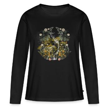 Animaux de la forêt Cerf orignal Suède Sauvage Forêt Nature - T-shirt manches longues Premium bio Femme - noir - Devant - Julia (174cm)