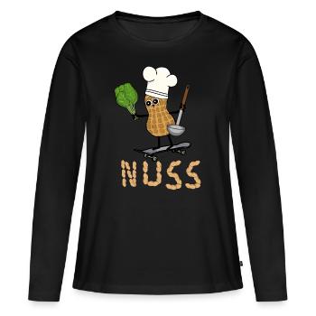 Cacahuète Cuire Légume Cuisson Rapide Cuisson Patin - T-shirt manches longues Premium bio Femme - noir - Devant - Julia (174cm)