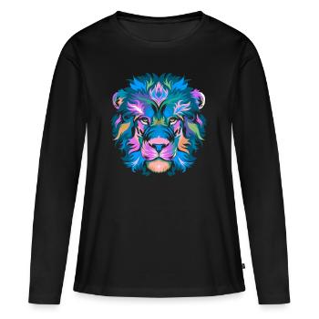 Lion Lion Tête de lion - T-shirt manches longues Premium bio Femme - noir - Devant - Julia (174cm)