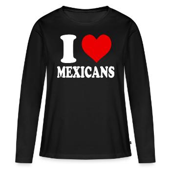 J’aime les Mexicains Coeur Drôle D’ - T-shirt manches longues Premium bio Femme - noir - Devant - Julia (174cm)