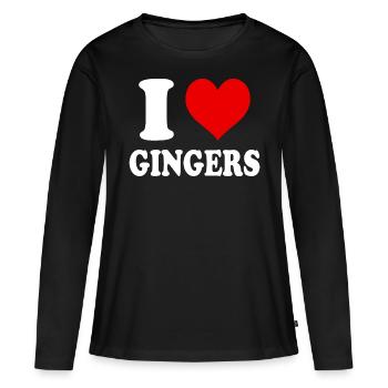 Ich liebe Ingwer, Herz, Lustig, Witzig - Frauen Premium Bio Langarmshirt - Schwarz - Vorne - Julia (174cm)