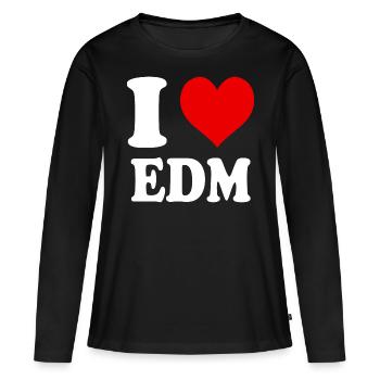 Ich liebe EDM, Herz, Lustig, Witzig - Frauen Premium Bio Langarmshirt - Schwarz - Vorne - Julia (174cm)
