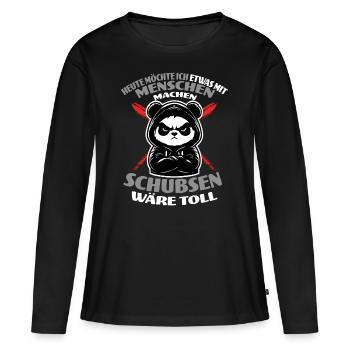 Panda wants to do something with humans - Women's Premium Organic Long Sleeve Shirt - black - Front - Julia (174cm)