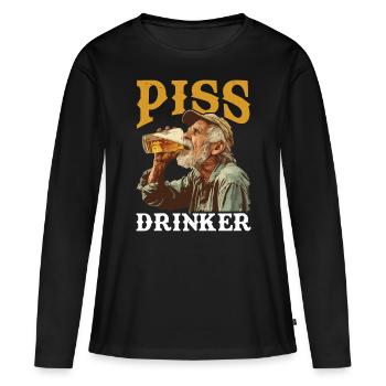 Buveur de pisse 43 - T-shirt manches longues Premium bio Femme - noir - Devant - Julia (174cm)