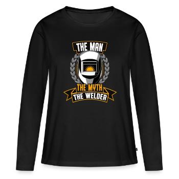 Der Mann Der Mythos Der Schweißer Stahlarbeiter - Frauen Premium Bio Langarmshirt - Schwarz - Vorne - Julia (174cm)