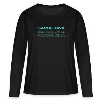 Barcelone - T-shirt manches longues Premium bio Femme - noir - Devant - Julia (174cm)