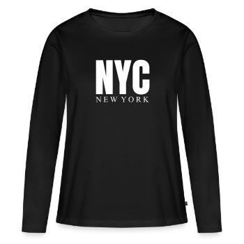 New York - T-shirt manches longues Premium bio Femme - noir - Devant - Julia (174cm)