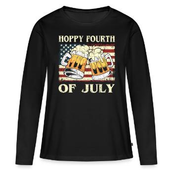 USA Chope de bière brasserie bière artisanale américaine - T-shirt manches longues Premium bio Femme - noir - Devant - Julia (174cm)