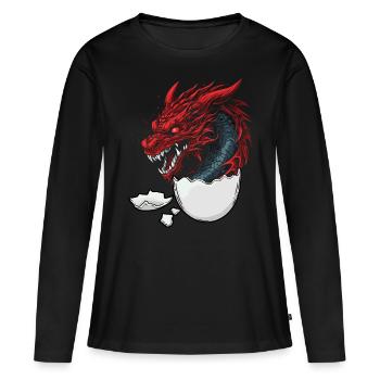 Dragon Dragon Oeuf Oeufs Fantaisie Créature Mythique Fable - T-shirt manches longues Premium bio Femme - noir - Devant - Julia (174cm)